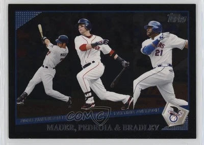 2009 Topps League Leaders Wal-Mart Black Dustin Pedroia Joe Mauer Milton Bradley - Image 1 of 2