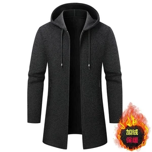 Herren Jacke Mantel Oberteile Strickjacke Pullover Winter lang dick Strick Kapuze warm - Bild 1 von 14