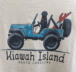 Kiawah Island South Carolina T-Shirt elfenbein Jeep & schwarz Hund Grafik Herren Large " - Bild 1 von 10