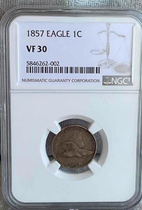1857 Flying Eagle Cent Small VF-30 NGC - Picture 1 of 1