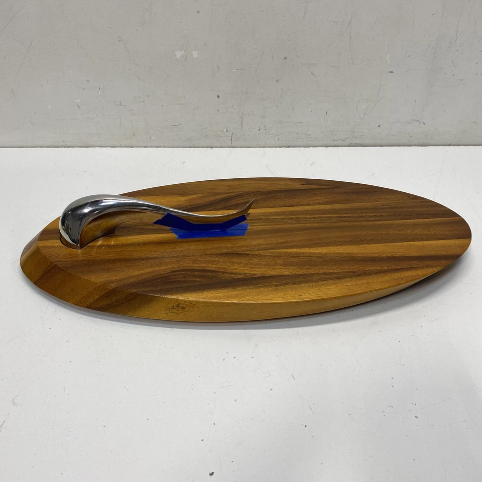 Nambe Swoop Cheese Board. 21 inch Long Wood Serve Tray - /Board - Image 1 of 4