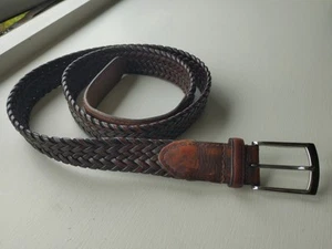 Racing Green Dark Brown Plaited Leather Belt 42-47" - Picture 1 of 3