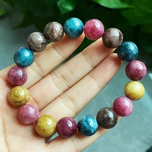 12mm Natural Color Tourmaline Crystal Women Beads Bracelet AAA - Picture 1 of 6