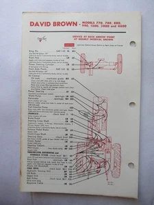 David Brown 770 780 880 990 1200 Tractor Lubrication Service Chart Data Card - Picture 1 of 2