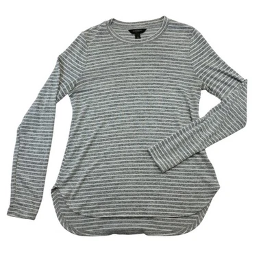 Top Banana Republic Luxespun Rayas S Gris Blanco Manga Larga Ligero Suave Foto 1 de 4