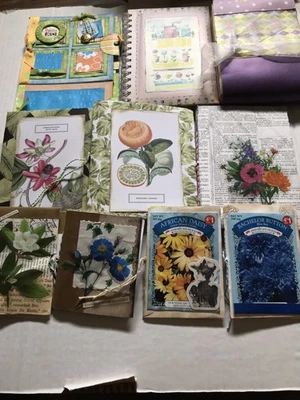 Nine Piece Junk Journal Lot~ Seed Packets, Single Folios, Spiral Notebook - Image 1 of 4