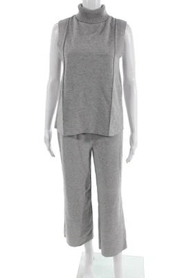 Zara Womens Turtleneck Sleeveless Sweater Top Pants Set Gray Size S - Image 1 of 4