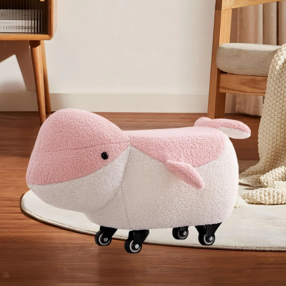 Cute Animal Footstool Rolling Footstool with Wheels Cartoon Shoes Changing Small - Image 1 of 1