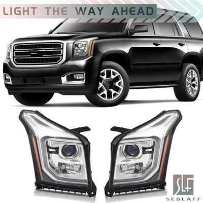 For GMC Yukon 2015 2016 2017 Halogen W/LED DRL Projector Headlights Left+Right - Изображение 1 из 4