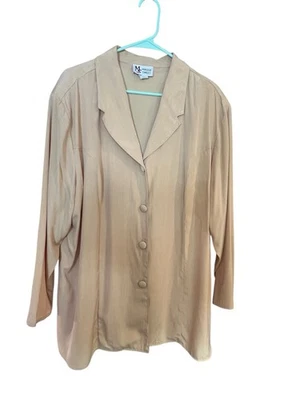 Blusa De Colección Años 80 Maggie Dulce Bronceado Botón Frontal Hecha en EE. UU. 2X Mujeres Foto 1 de 4