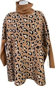 Chico’s Rollkragenpullover Pullover Damen braun Animalprint - S/M - Bild 1 von 4