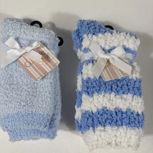 2 pares de calcetines Cuddle Sox de Coral Bay rayas azules y blancas lisas talla 9-11 - Imagen 1 de 8