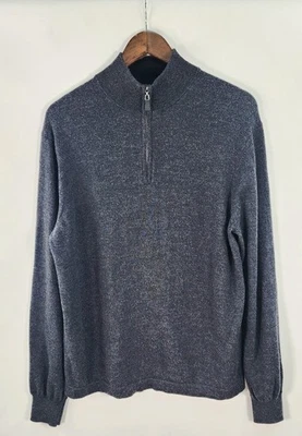 Pronto Uomo Sweater Men's XL LS Charcoal Gray Merino Wool 1/4 Zip Pullover  - Image 1 of 4