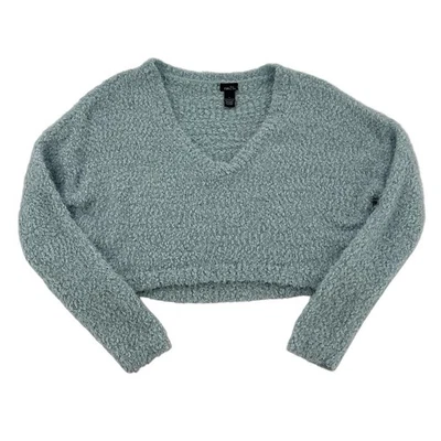 Suéter Recortado Rue 21 Mujer Talla L Manga Larga Gran Tamaño Tejido Azul Difuso Boho Foto 1 de 4