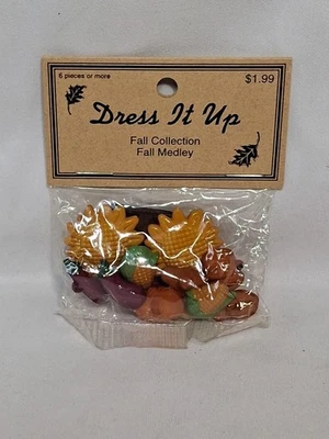 Dress It Up Buttons Fall Medley 1193 Sunflower Eggplant Squash COrn - Image 1 of 4