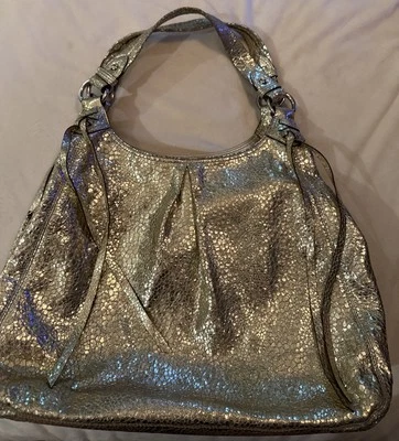 Coach Maggie Metallic Silver Y2K  Snakeskin Embossed 3 Compartment Shoulder Bag - Image 1 of 4