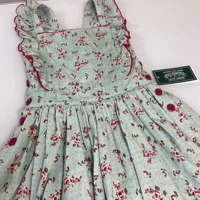 Vestido Polo Ralph Lauren Country Niñas Floral Volantes Aqua Rosa Rojo Talla 5 Nuevo con Etiquetas Foto 1 de 4