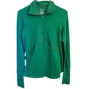 Nike Dri-Fit Shirt Top Green 1/4 Zip Athletic Running Training Womens Medium - Picture 1 of 11