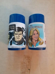 LOT X 2~1974 Aladdin Thermos~Six Million Dollar Man and Bionic Woman - Bild 1 von 13