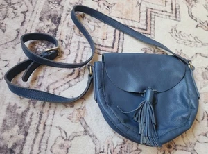 Free People Sundown Wilds Blue Leather Tassle Crossbody Bag - Picture 1 of 7