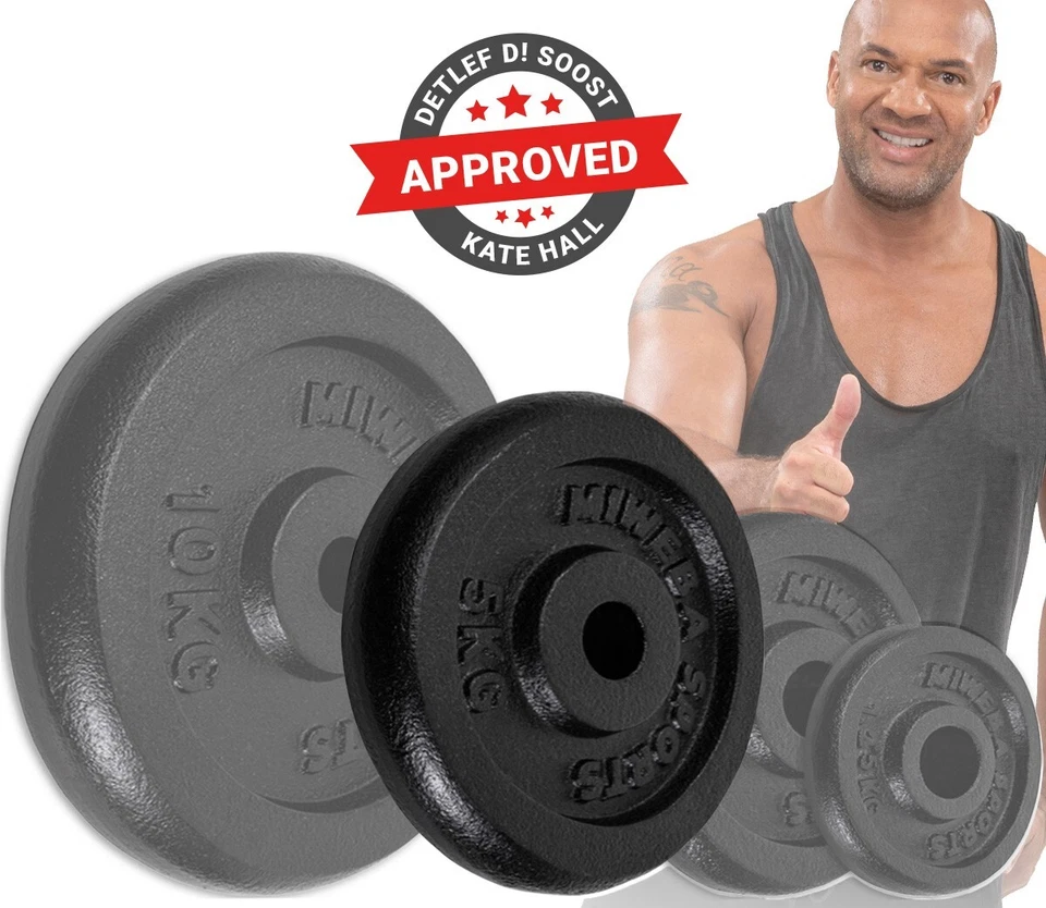 MIWEBA SPORTS Hantelscheiben Gewichte Gewichtsscheiben Gusseisen Scheiben 2x 5 Kg 30mm Set