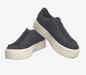 Steve Madden Holmes Plateau-Sneaker/Schuhe schwarz Canvas Schnürschuhe Größe 8M gebraucht, in einwandfreiem Zustand - Bild 1 von 9