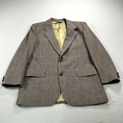 Jaqueta casaco esportivo vintage masculina 42 marrom xadrez lã blazer anos 80 - Imagem 1 de 4