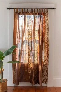 Fenstervorhang, Raumvorhang, Recyclingvorhänge - Patchworkvorhang, braun 2tlg. - Bild 1 von 1
