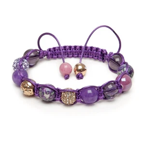 Shamballa Gemstone Fertility Bracelet Amethyst Jade Gold Micro Pave Crystal UK - Picture 1 of 7