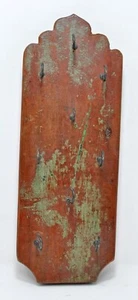 Antique Wooden Key Hanging Bowl Original Old Hand Crafted Rustic Polychrome - Picture 1 of 8