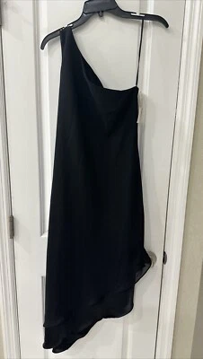 NUEVO CON ETIQUETAS - Vestido negro de un hombro Positive Attitude - Talla 12 Petite Foto 1 de 4