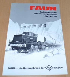 1987 Faun Goliath RT Ballast Tractor Datos técnicos Truck Brochure Folleto - Imagen 1 de 3