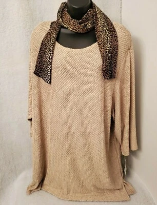 Sharade of California Womens Shirt Top Blouse Size 24W Leopard Print Scarf NWT - Immagine 1 di 4