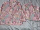 Natori Size Large Pink Cotton Asian Inspired Floral Print Pajama Set ,