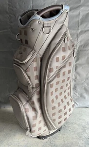 Bolso de golf OUUL a cuadros imitación cuero carro de 15 vías con correa para el hombro gris/beige - Imagen 1 de 17