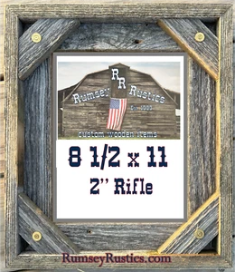 8 1/2 x 11 Rifle deer hunting barn wood picture frame rustic 8.5x11 document - Picture 1 of 6