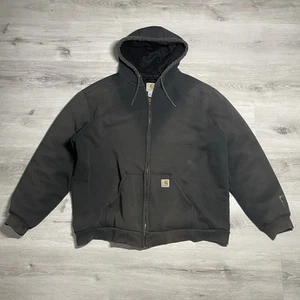 Carhartt Rain Defender Vintage Hoodie Mens XL Blue 90s Thermal Lined Zip Up Blue - Picture 1 of 10