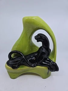 Vintage Mid Century Modern Black Panther Table Lamp Ceramic - Picture 1 of 8