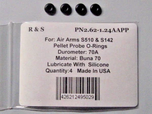 4 Air Arms  S510, S142 /  Pellet Probe O-rings/ R&S 2.62-1.24AARP - Picture 1 of 1