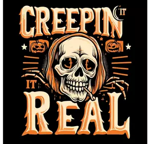 3'x5' Creepin It Real Flag single sided Halloween Skull Orange Black - Picture 1 of 4