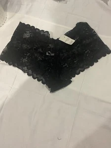 Boyshorts panties for women Sz XL Black Lace Waist Low Rise Floral Panties - Picture 1 of 2