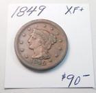 1849 EXTRA FINE  BRAIDED HAIR LARGE CENT - YEAR OF THE GOLD RUSH