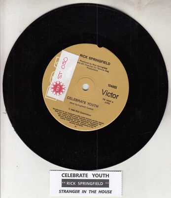 RICK SPRINGFIELD  Celebrate youth 7" 45 rpm record NEW + juke box title strip - Image 1 of 2