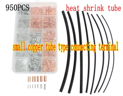 970pcs Bare terminal small copper tube type connecting terminal+heat shrink tube - Image 1 of 4