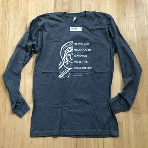 Neu mit Etikett Christian langärmliges Herren-T-Shirt Medium Asphalt Katharina von Siena Zitat - Bild 1 von 5