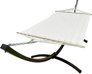 Soporte de hamaca Petra Leisure 12 pies interior/exterior marrón acero arco + cama beige hamaca - Imagen 1 de 4