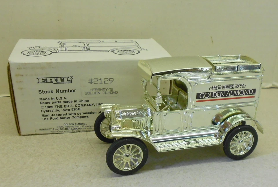 ЛИТОЙ ЗОЛОТОЙ ГРУЗОВИК HERSHEY GOLD ALMOND 1913 FORD БАНК ERTL NO2129 - Изображение 1 из 1