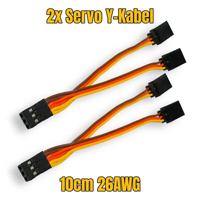 ✅ 2x 10cm Y-Servokabel JR Servo Kabel Y-Kabel Verlängerung Splitter RC 26AWG ✅ - Bild 1 von 4