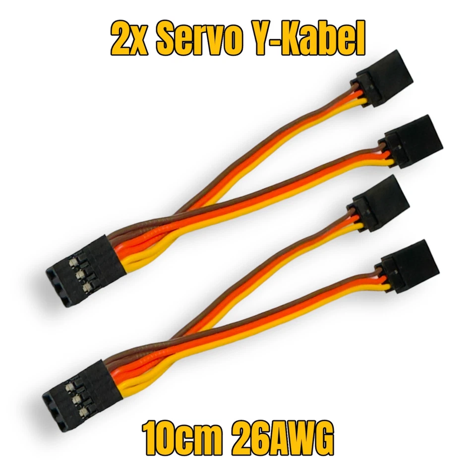 ✅ 2x 10cm Y-Servokabel JR Servo Kabel Y-Kabel Verlängerung Splitter RC 26AWG ✅ - Bild 1 von 4
