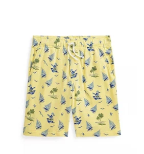Polo Ralph Lauren Big Boys Polo Bear Printed Spa Terry Shorts Yellow L - Picture 1 of 5